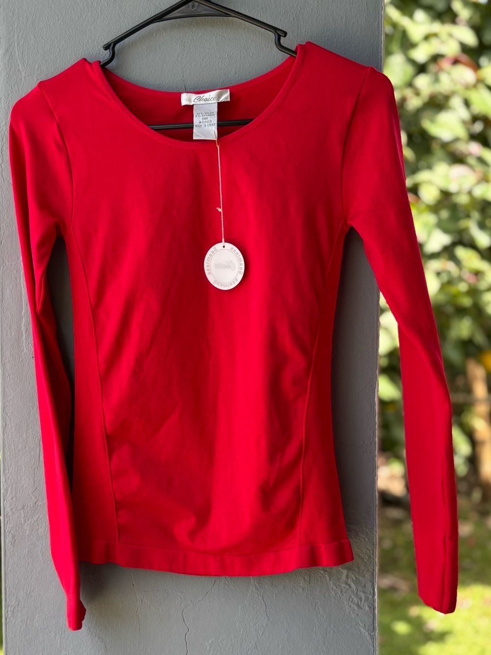 Choices Red Long-Sleeve Scoop Neck Top